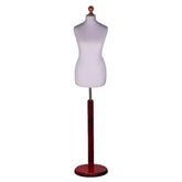 Display Guru Female Uk Size 18/20 Dressmakers Tailors Dummy Mannequin Silver Torso Bust with Red Wood Round Base